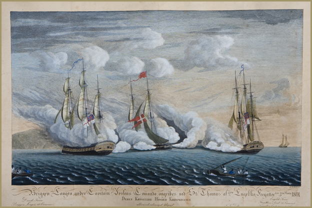 Danish and British naval ships at battle: HDMS Lougen vs. HMS Arab & Privateer Experiment, 1801 *