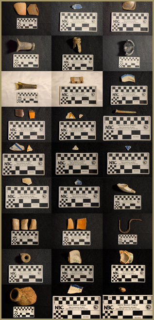 Assorted artifacts collected from the site