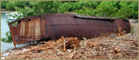 Current condition of the barge