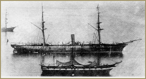 British merchant steam ships: RMS Rhone & Solent. The Rhone sank in the British Virgin Islands in the hurricane of 1867